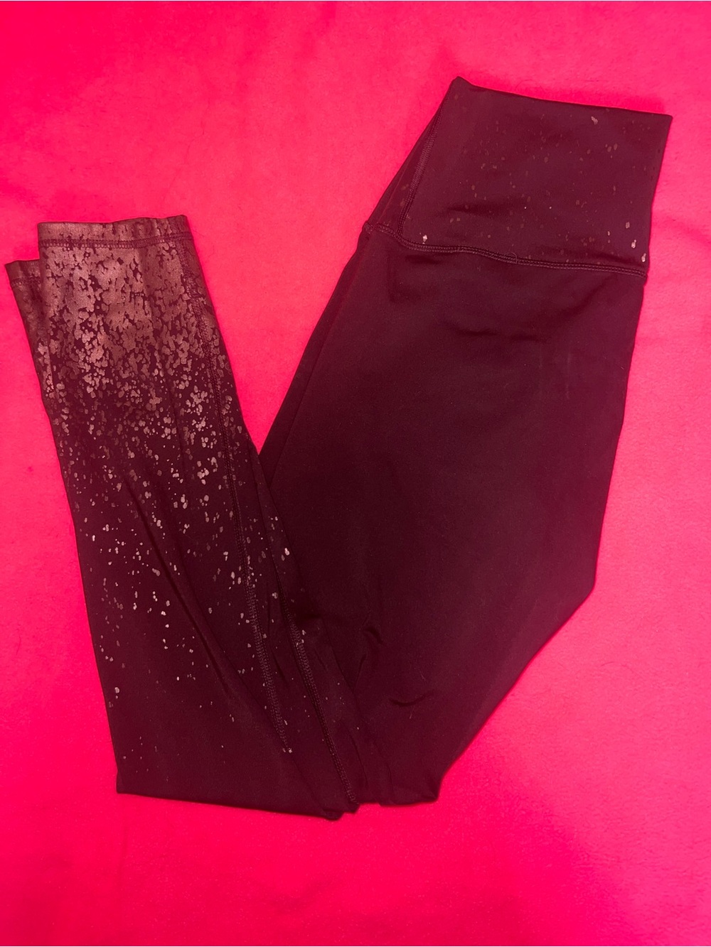 Dark purple/burgundy Women's High-Waist Leggings with gold Metallic Speckle